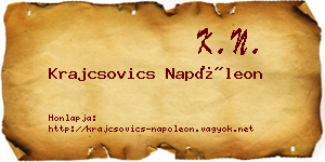 Krajcsovics Napóleon névjegykártya